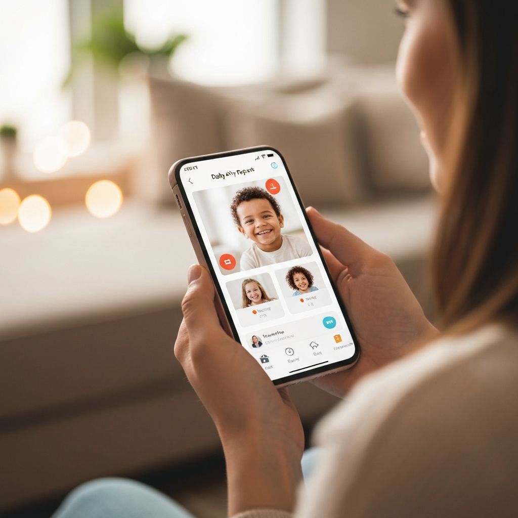 Parent using the Lillio app to see their child's daily updates